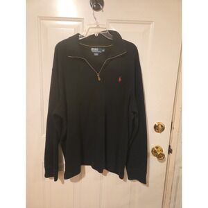 Polo Ralph Lauren Men's XXL Navy Blue 1/4 Zip Pullover Sweater Red Pony Logo...